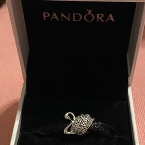 Pandora Retired Pave Majestic Swan Charm w/ 52 CZ